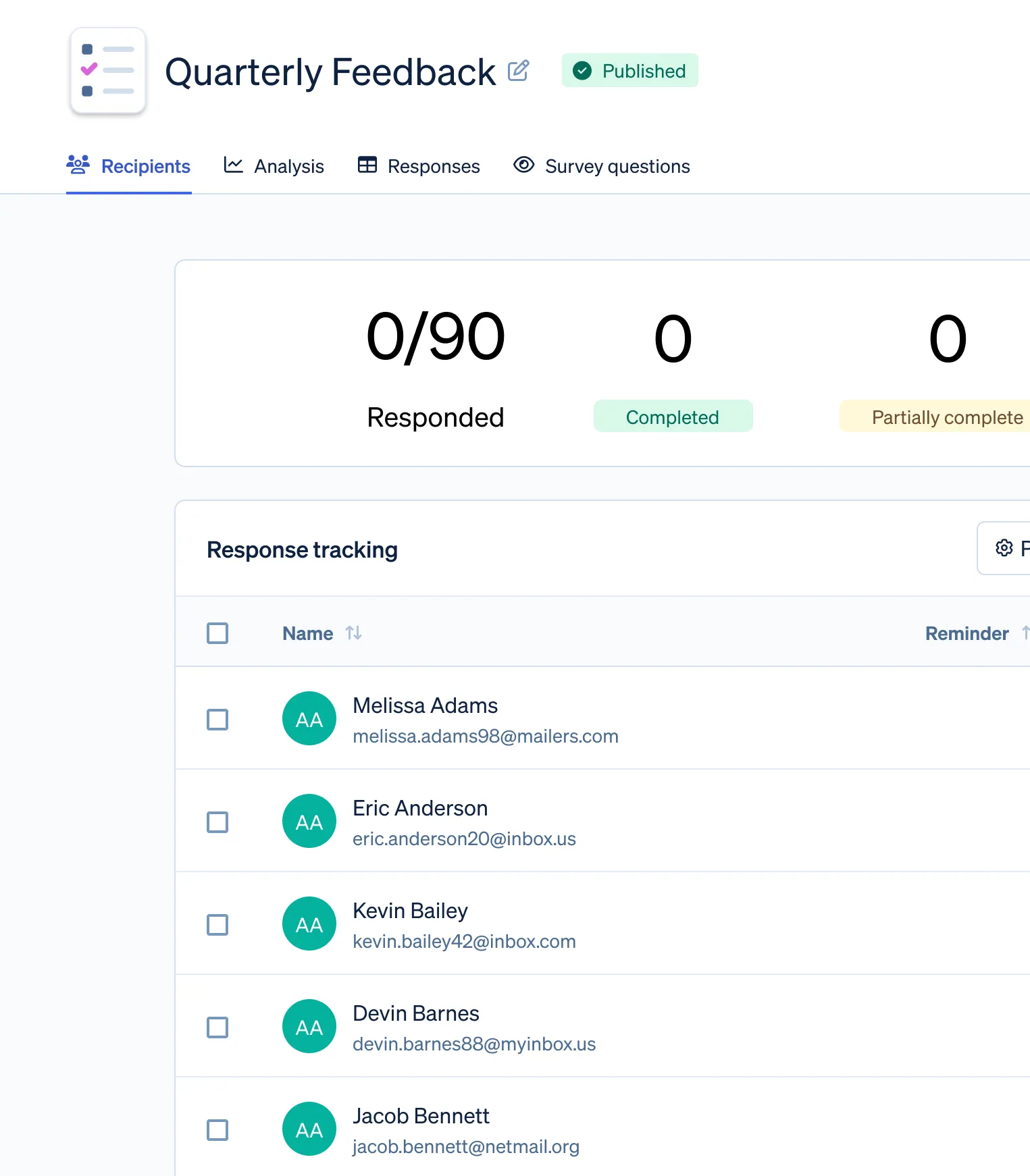 Boardable Surveys feedback dashboard