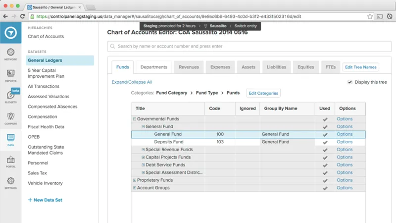 The legacy chart of accounts editor