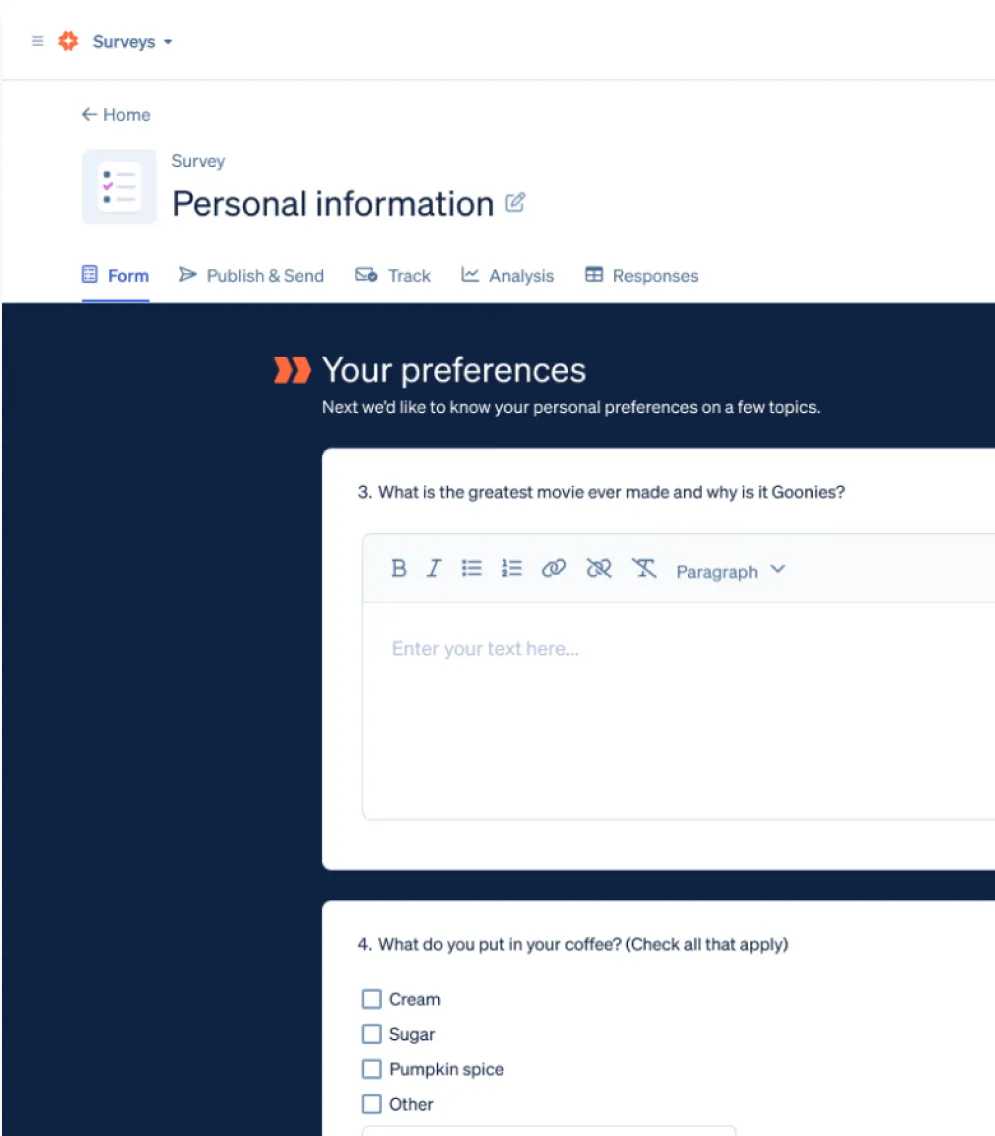 Boardable Surveys interface